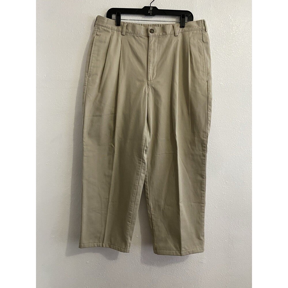 L.L.Bean Mens 38x28 Beige Flannel Lined Relaxed Fit Straight Winter Pants G